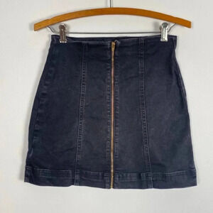 BDG Black Denim Front Zip Skirt